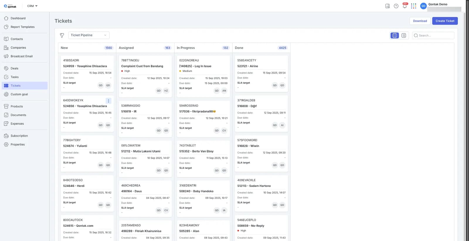 Zendesk customer service view